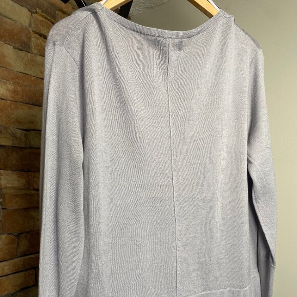 100% Certified Merino Wool 3/4 Sleeve, Grey Sweater round neck - Picture 4 of 4